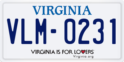 VA license plate VLM0231