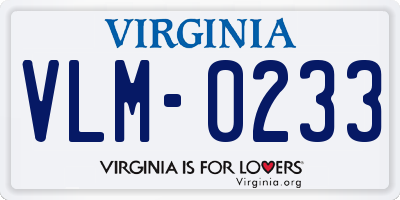 VA license plate VLM0233