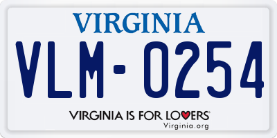 VA license plate VLM0254