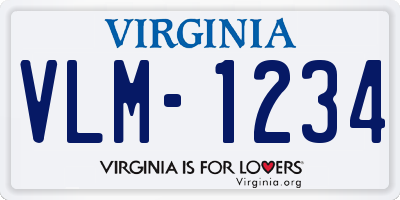 VA license plate VLM1234