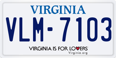 VA license plate VLM7103