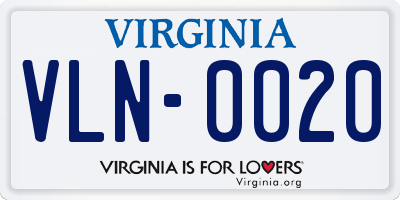 VA license plate VLN0020
