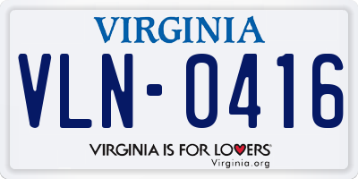 VA license plate VLN0416