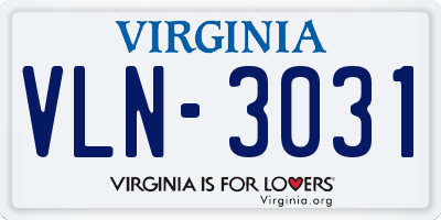 VA license plate VLN3031