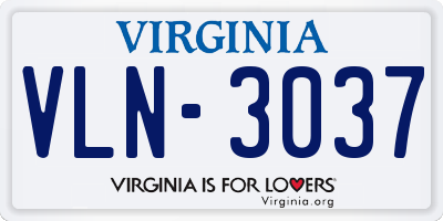 VA license plate VLN3037