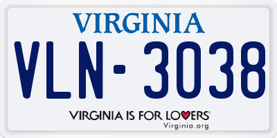 VA license plate VLN3038