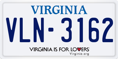 VA license plate VLN3162