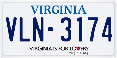 VA license plate VLN3174