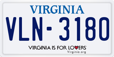 VA license plate VLN3180