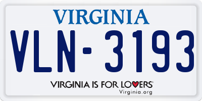 VA license plate VLN3193