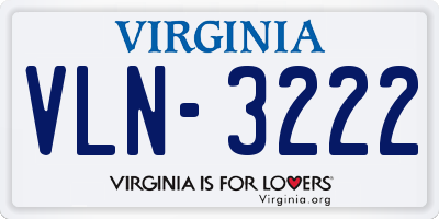 VA license plate VLN3222