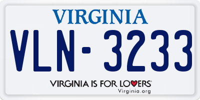 VA license plate VLN3233