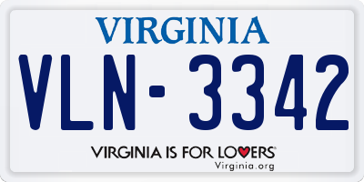 VA license plate VLN3342