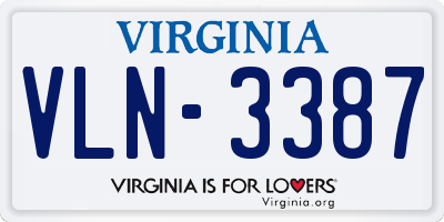 VA license plate VLN3387