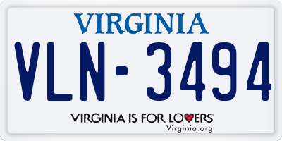 VA license plate VLN3494