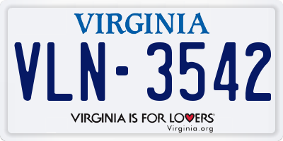 VA license plate VLN3542