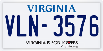 VA license plate VLN3576