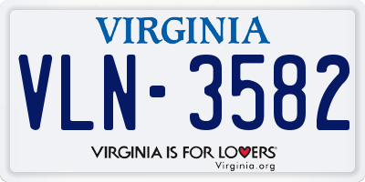 VA license plate VLN3582