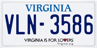 VA license plate VLN3586