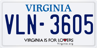 VA license plate VLN3605