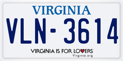 VA license plate VLN3614