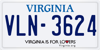 VA license plate VLN3624