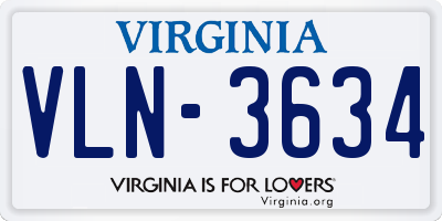 VA license plate VLN3634