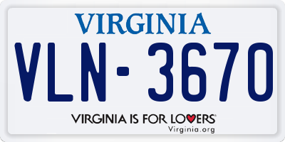 VA license plate VLN3670