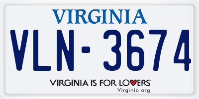 VA license plate VLN3674