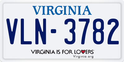 VA license plate VLN3782