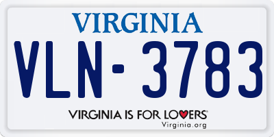 VA license plate VLN3783