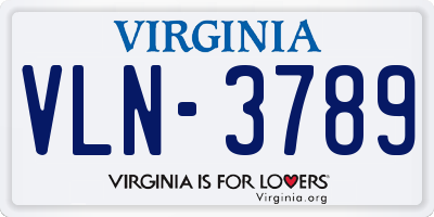 VA license plate VLN3789