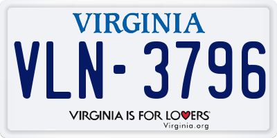 VA license plate VLN3796