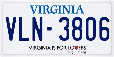 VA license plate VLN3806