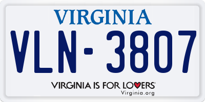 VA license plate VLN3807