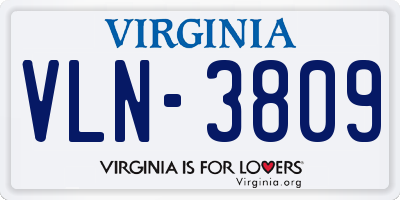 VA license plate VLN3809