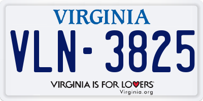 VA license plate VLN3825