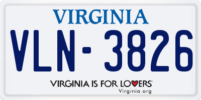 VA license plate VLN3826