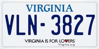 VA license plate VLN3827