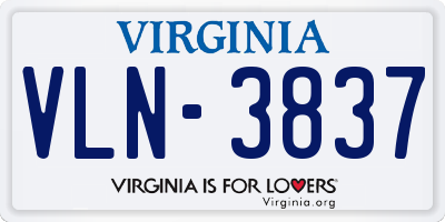 VA license plate VLN3837