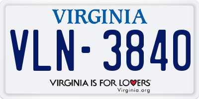 VA license plate VLN3840