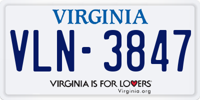 VA license plate VLN3847