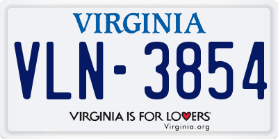 VA license plate VLN3854