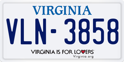 VA license plate VLN3858