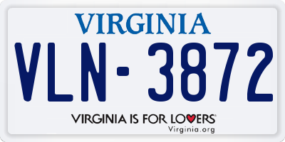 VA license plate VLN3872