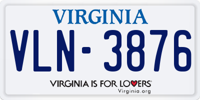 VA license plate VLN3876