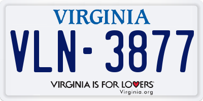 VA license plate VLN3877