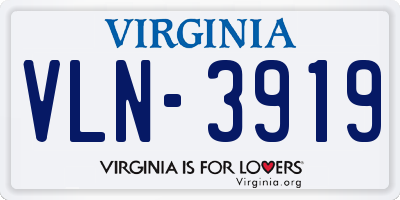 VA license plate VLN3919