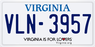 VA license plate VLN3957