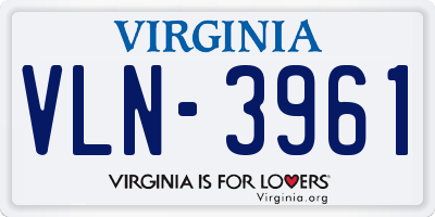 VA license plate VLN3961